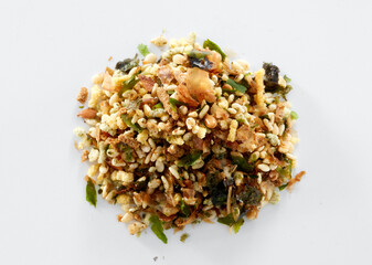 Close up of nori sesame rice grains isolated on white background