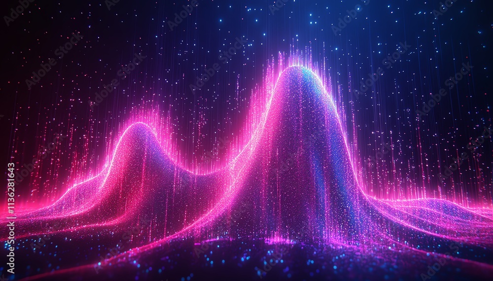 Poster abstract technology design with glowing fiber optic connections, illuminated data streams and vibran