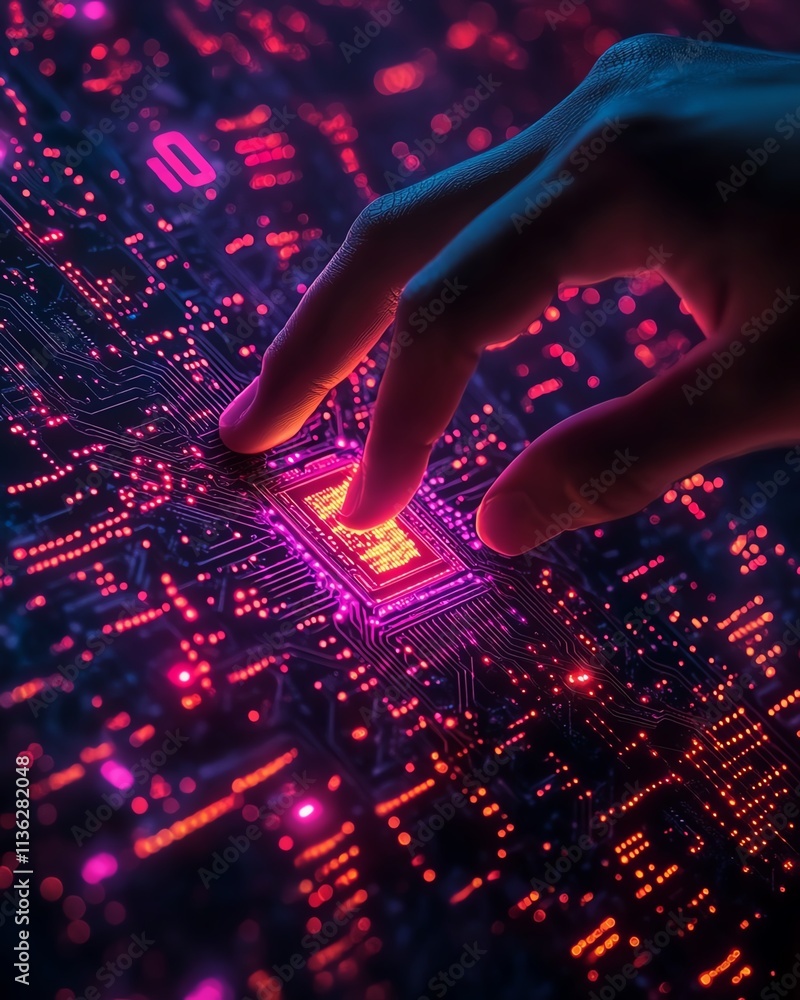 Poster artificial intelligence ai circuit board in the shape of an electronic pcb circuit icon symbol, busi