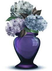  Blue vase with blue hydrangia