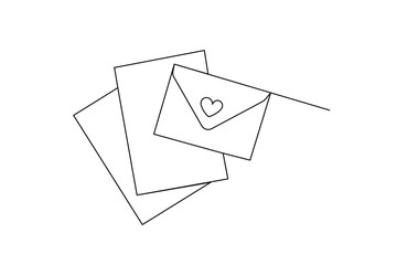 Love letter continuous one line art