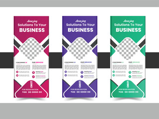 Business Rool Up Modern Banner Vector Template, Standee Design, X-Banner.pull up design
