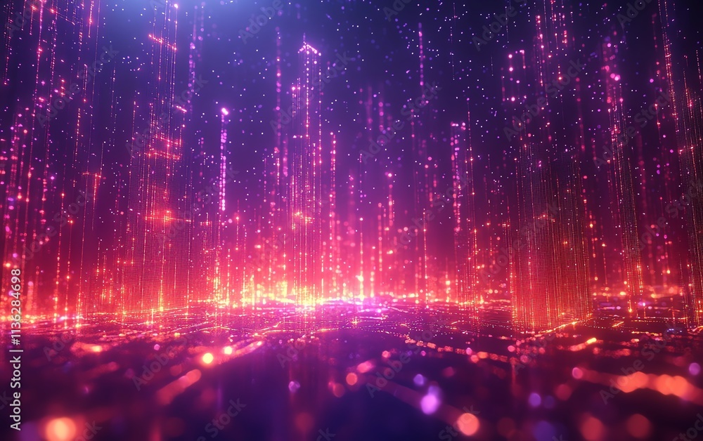 Poster hightech abstract background with illuminated fiber optic connections, glowing light lines and vibra