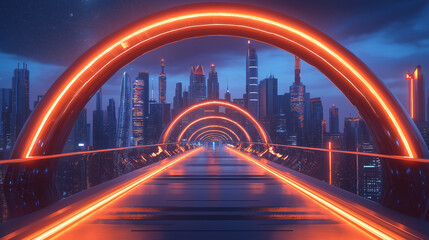 Fototapeta premium Innovative business strategy for disruption and model innovation in urban futures futuristic cityscape digital art