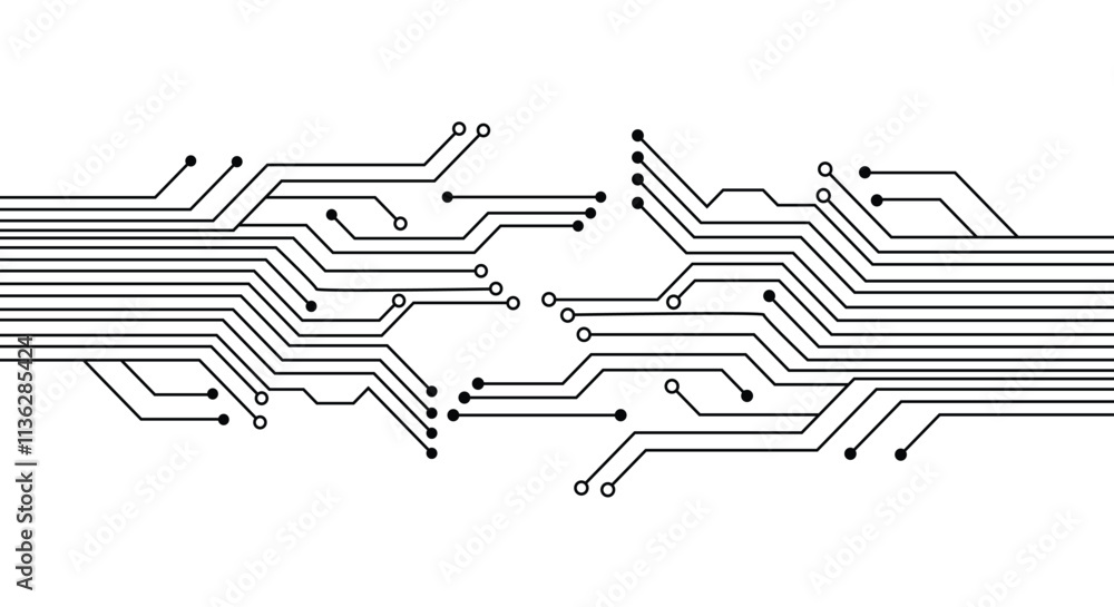 Wall mural abstract background with technology circuit board texture. electronic motherboard illustration. vect