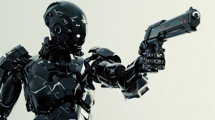 Fototapeta premium Cyberpunk Robot Holding Gun