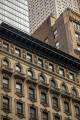 Facades of several Buildings in Manhattan, New York City, USA - different architectural Styles, old and new