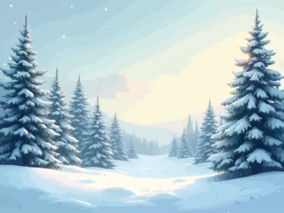 Fototapete Rund illustration winter-themed image of a serene snowy landscape © Sutha