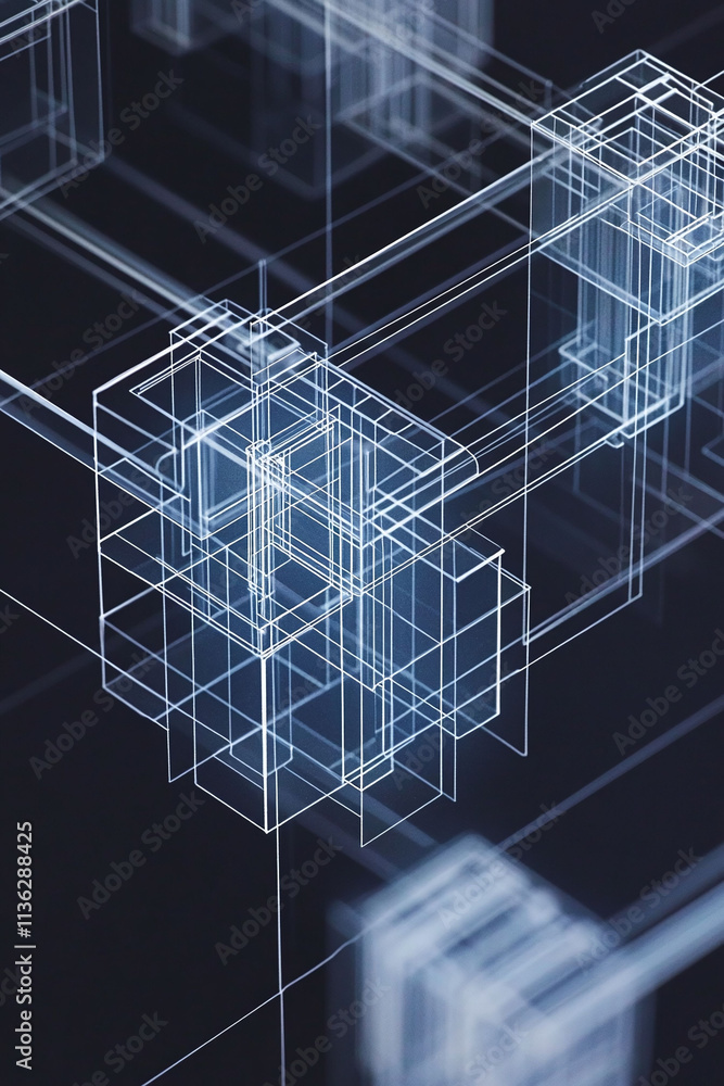 Poster technical blueprint showing the computational design process for 3d printed building components