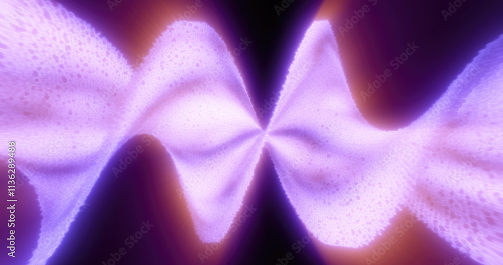 Poster abstract image of a fluid wave pattern in shades of purple with a glowing, dynamic effect, resemblin