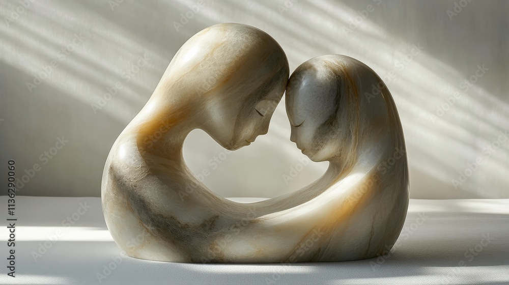 Poster elegant abstract sculpture depicting intimacy and connection between two figures in soft natural lig