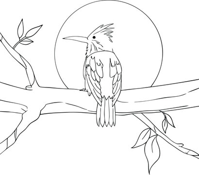 A Revan Bird Sits On A Branch Hand Drawn Outline Illustration Perfect For Kids Coloring Books