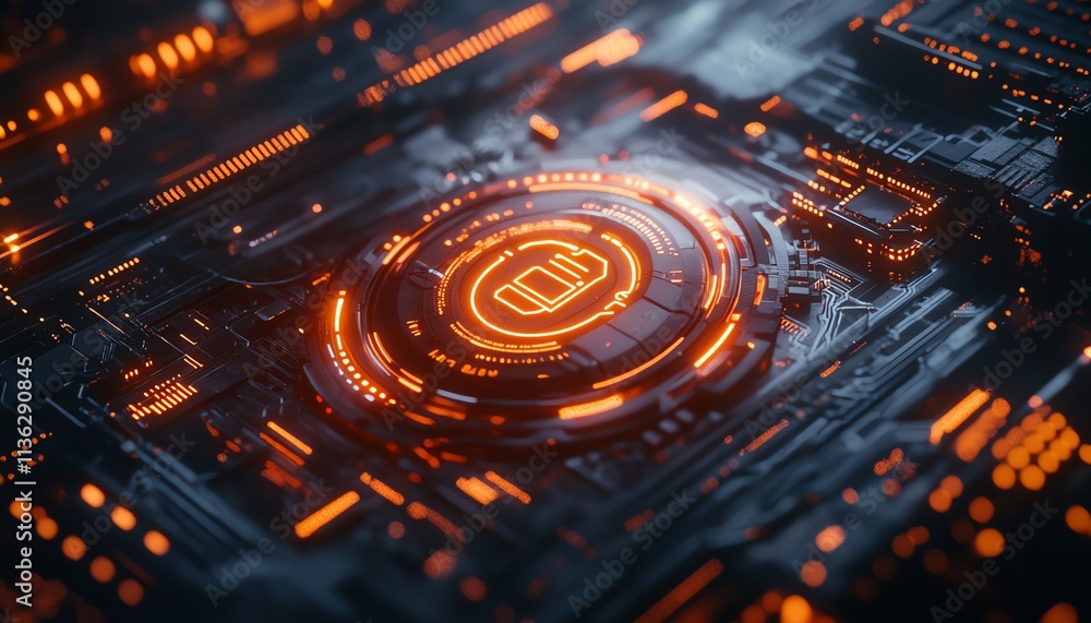 Poster futuristic secure network interface with advanced protocols, glowing digital locks and encryption sy