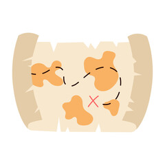 Treasure map. Pirate map. Vector illustration.