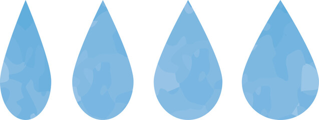 水彩の雨の雫のアイコン　ベクター　Water drop water color shape. Water or oil drop.