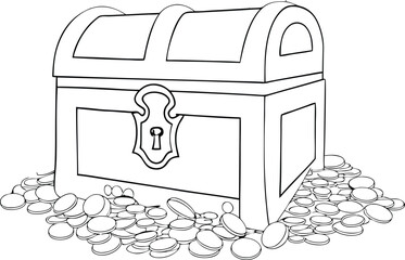 Continuous One Line Art Drawing Illustration Of A Treasure Chest Icon Perfect For Adventure And Pirate Themed Designs
