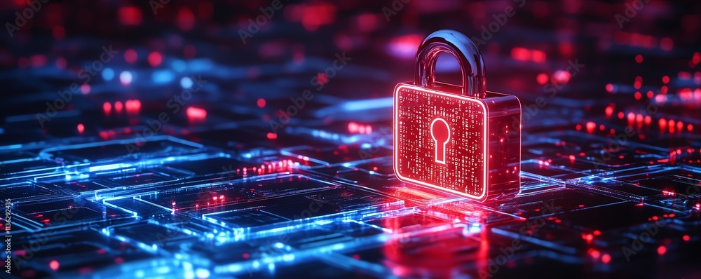 Poster secure network interface with advanced tech protocols, glowing digital encryption, modern futuristic