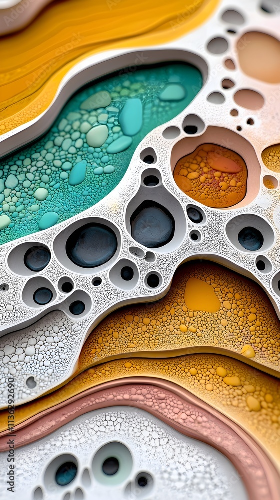 Poster abstract fluid art design with colorful organic patterns and textures
