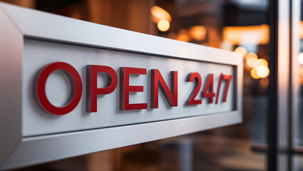 The sign on the door says open 24/7