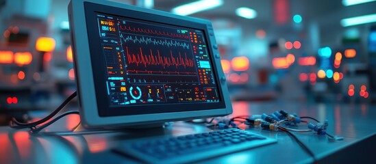 Medical monitor displaying vital signs in a lab.