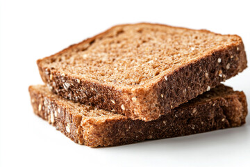 Freshly baked whole grain bread slices stacked on a clean surface