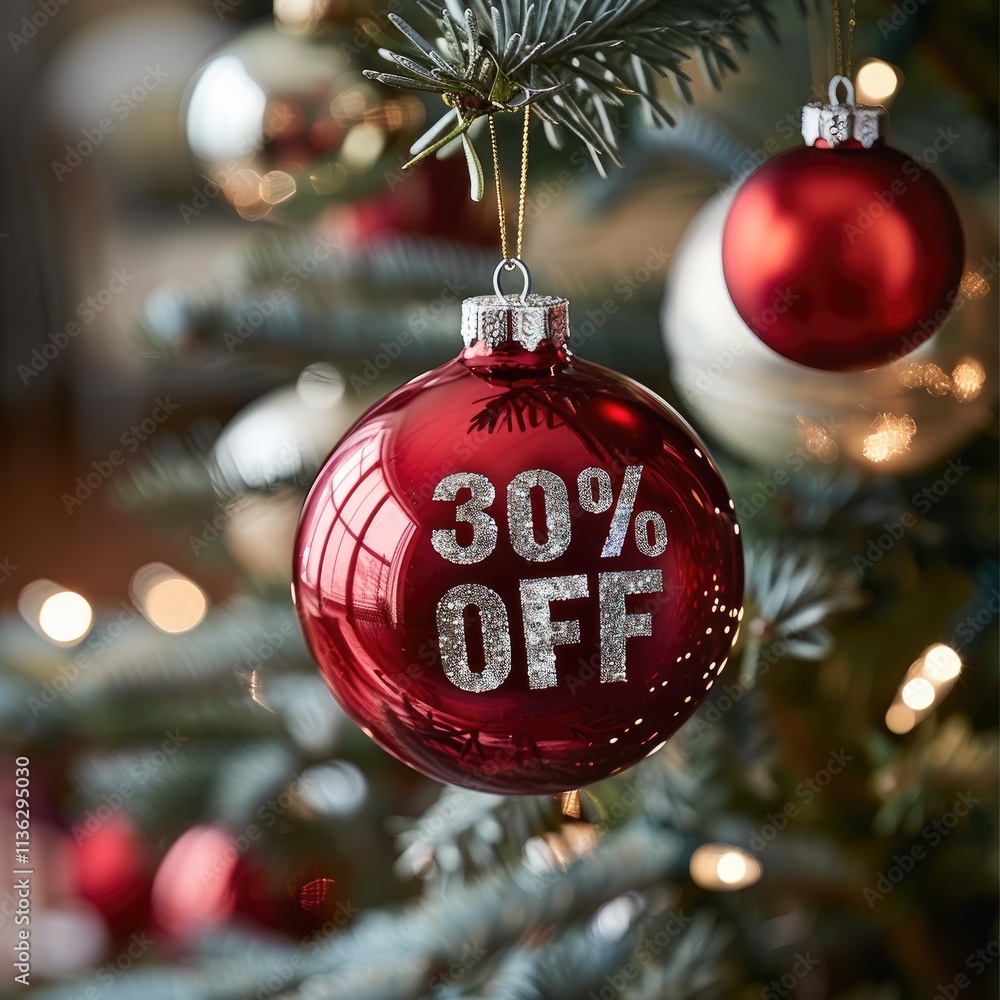 Aufkleber A simple red round ornament on a Christmas tree with text on it that says 