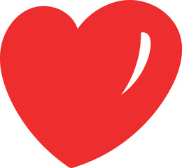 Simple red heart icon with a white highlight, perfect for love, romance, Valentine's Day designs, and emotional themes.  
