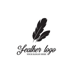 feather pen logo vector icon illustration template design