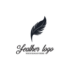 feather pen logo vector icon illustration template design