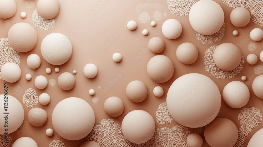 Poster A close up of many small spheres of varying sizes. The color of the year Mocha Mousse