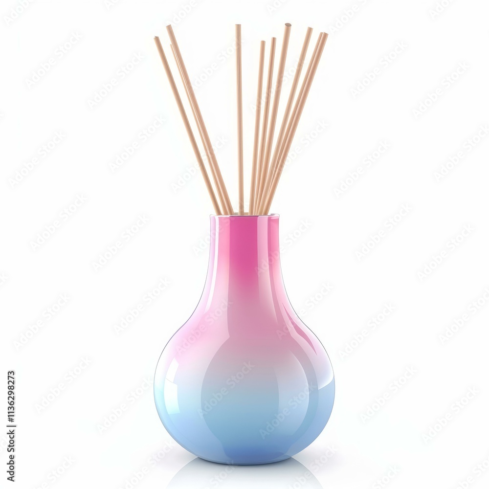 Poster aromatic diffuser with reed sticks spreading pleasant scent, creating relaxing atmosphere