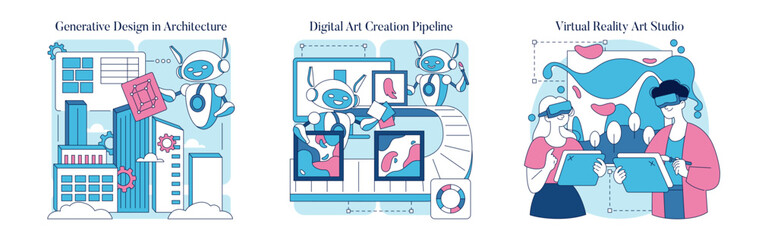 Automation In Creativity. Flat Vector Illustration