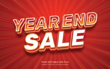 Year End Sale 3d editable text style effect	
