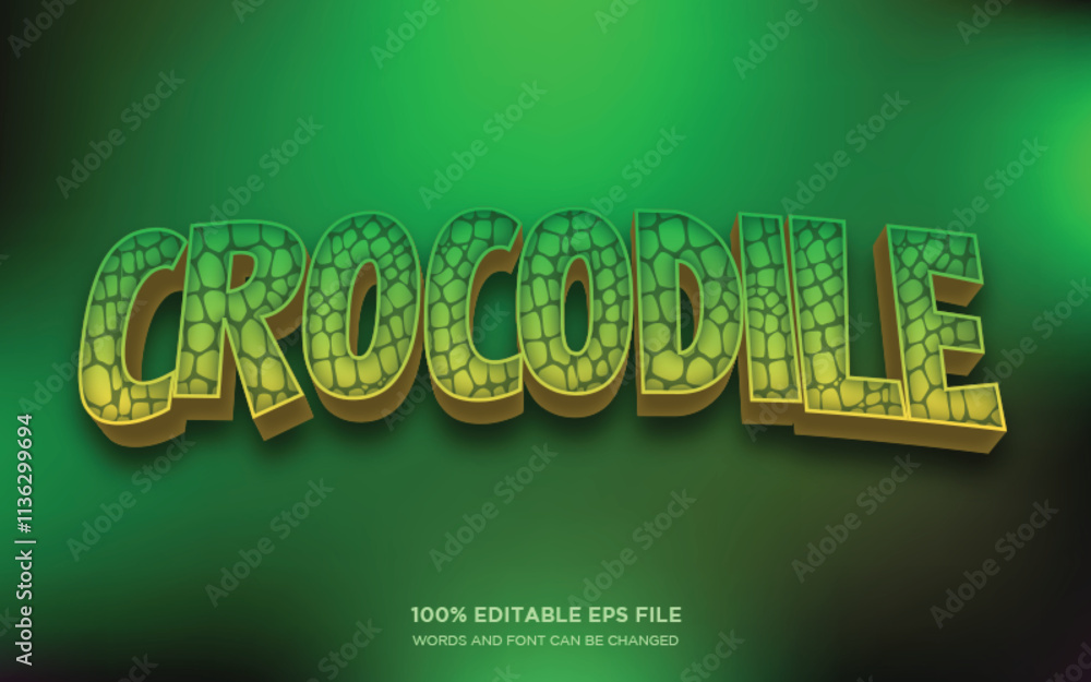 Poster crocodile 3d editable text style effect