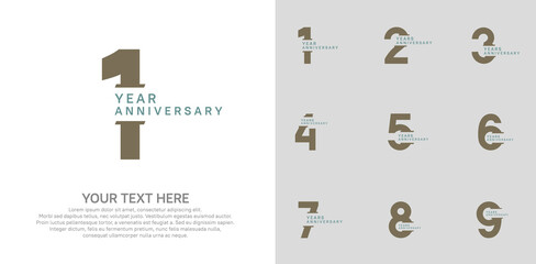Naklejka premium Anniversary logo set vector design, brown color for celebration event
