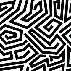 abstract Black and White Lines Pattern Fashion Ornament Psychedelic Stripe seamless pattern background
