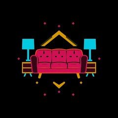 Obraz premium Mid-Century Modern Living Room Icon 