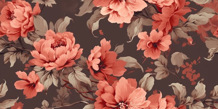 Vintage retro drawn painted floral botanical flowers blooming elegant texture pattern wallpapper decoration art