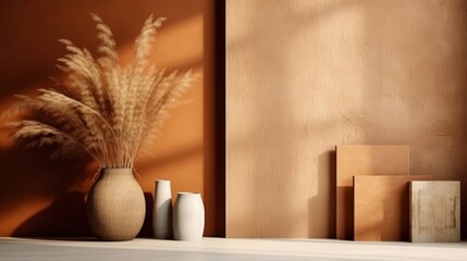 Elegant Minimalist Interior Design Featuring Natural Elements and Warm Earth Tones in a Stylish Living Space