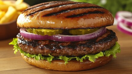 Juicy Grilled Burger with Fresh Toppings