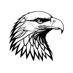 Eagle head silhouette isolated on white background.