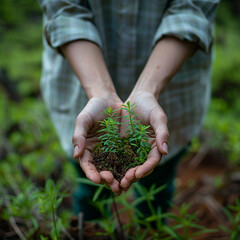 person holding a plant