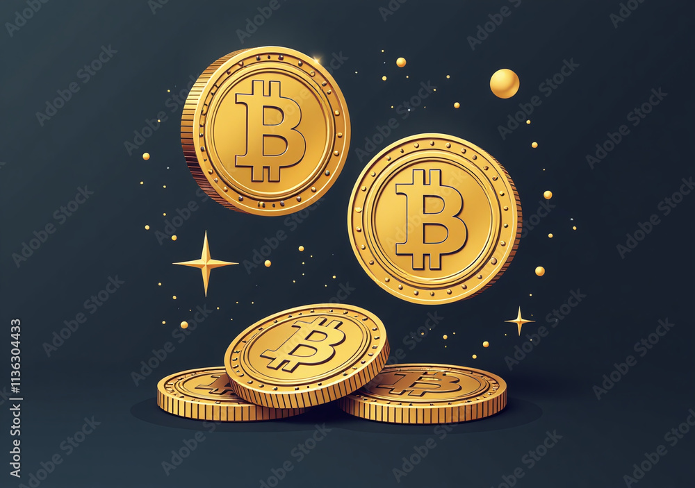 Poster bitcoin vector graphics simple widely used icons digital transactions worldwide