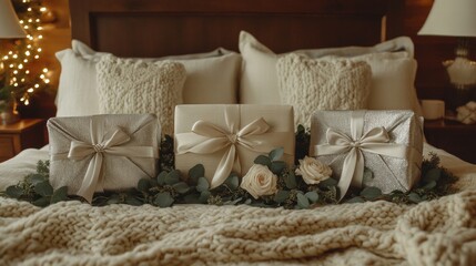Elegant Gifts on Cozy Knit Blanket