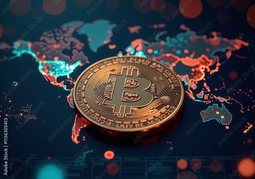Poster blockchain powers bitcoin secure digital crypto currency decentralized transactions fast transaction