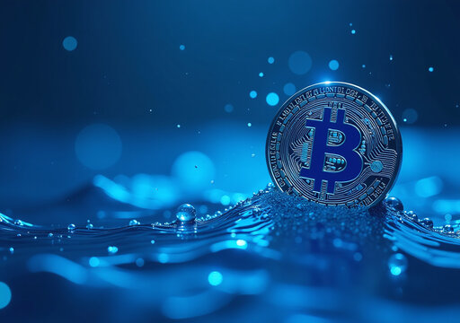 blue creative bitcoin desktop background design features calming oceanic theme cryptocurrency