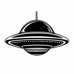 UFO illustration with sleek design and circular shape, evoking curiosity