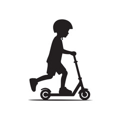 kid riding scooter silhouette vector illustration © Joynab