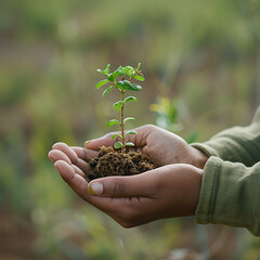 hands holding a plant