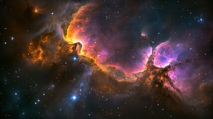 Fototapeta premium Stunning abstract cosmos showcasing glowing nebulas and spiral galaxies in the vast expanse of space. A dreamy background filled with vibrant cosmic hues.